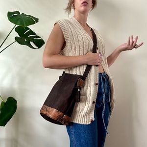 Vintage suede bucket bag